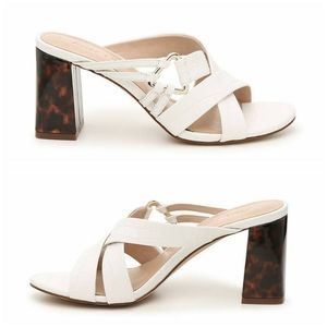 NEW Essex Lane White Croc Print Leather Sandal